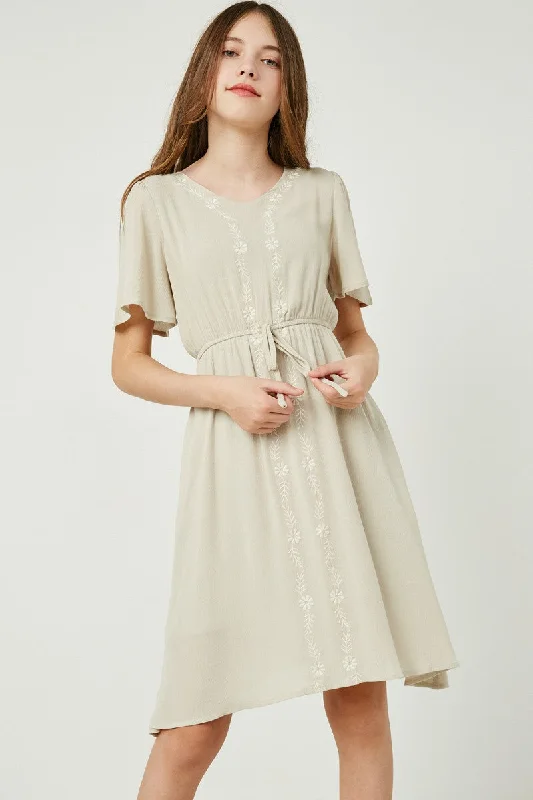 GIRLS Riley Embroidered Dress in Sage Discounted unclassified dresses