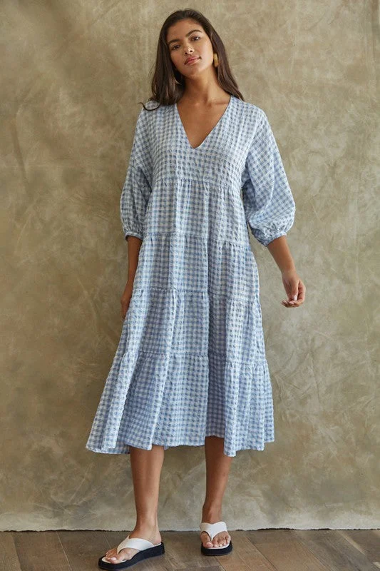 Riley Gingham V-Neck Dress Floral unclassified dresses