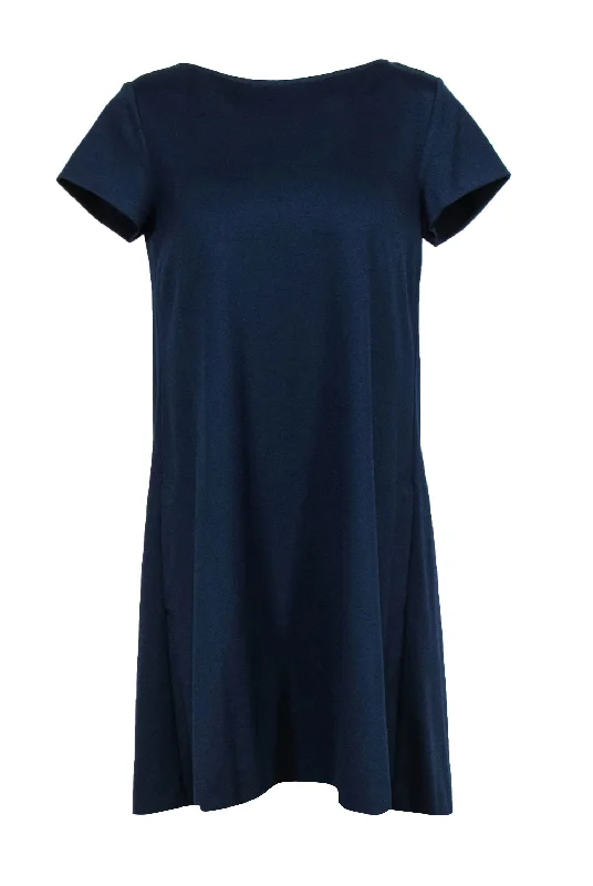 Sara Campbell - Navy Blue Shift Dress w/ Neon Back Sz 8 Casual unclassified dresses