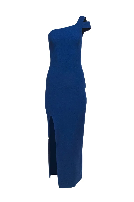 Likely - Navy Single Off-the-Shoulder Gown w/ High Slit Sz 0 Affordable unclassified dresses