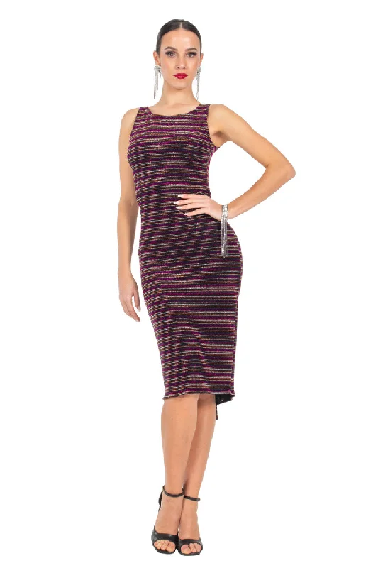 Sparkling Striped Keyhole Back Fishtail Dress Chic unclassified dresses