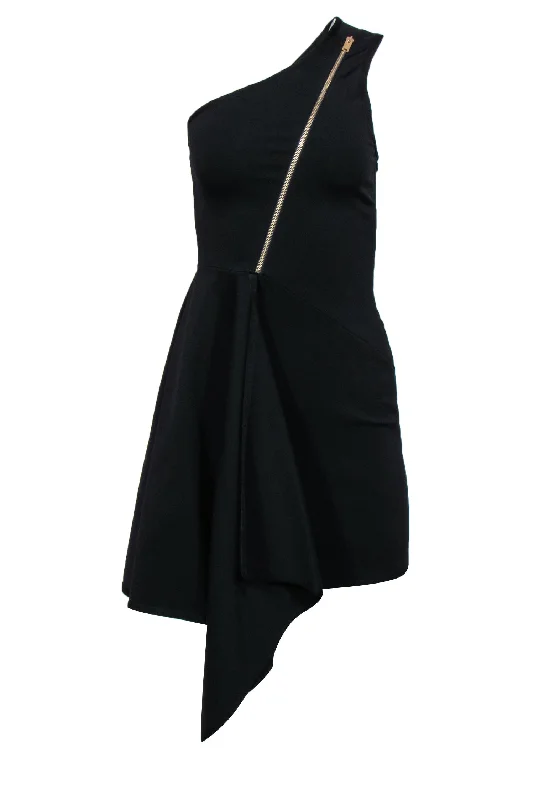 Stella McCartney - Black One-Shoulder Asymmetrical Dress w/ Front Zipper Sz S Everyday wear unclassified dresses