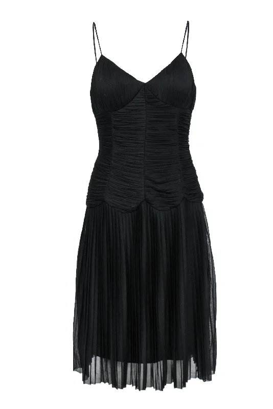 Sue Wong - Black Pleated Drop Waist Swing Dress Sz 8 Vacation unclassified dresses