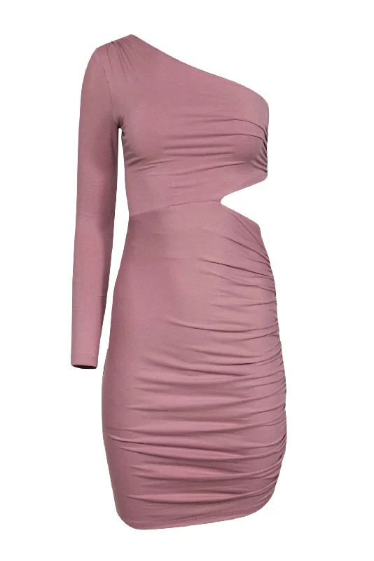 Susana Monaco - Dusty Rose One-Shoulder Ruched Dress w/ Cutout Sz XS Long sleeve unclassified dresses