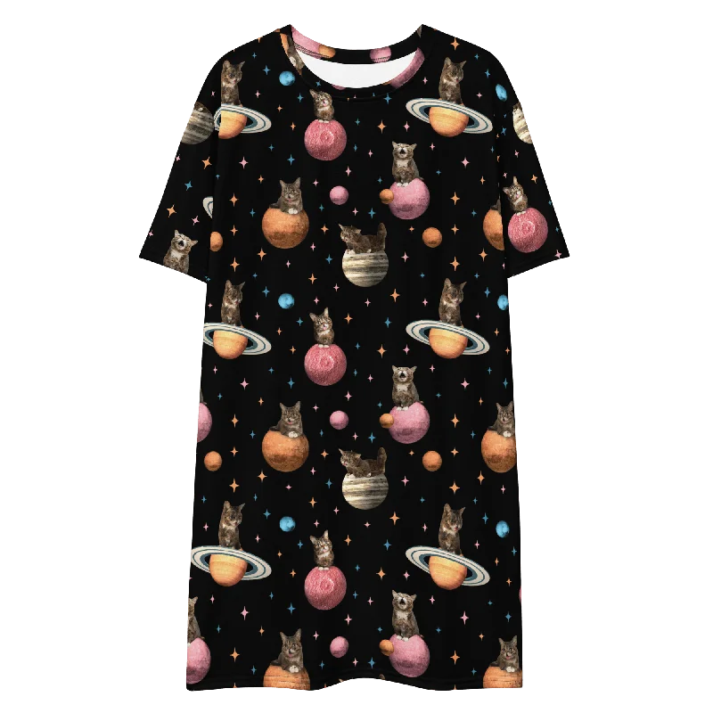 Tee Dress - Planetary Black Chiffon unclassified dresses