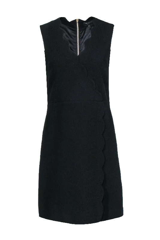 Ted Baker - Black Scalloped Sleeveless Sheath Dress Sz 6 High-end unclassified dresses