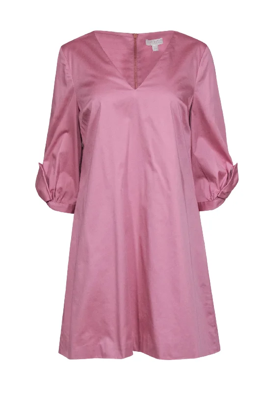 Ted Baker - Pink Cotton Bow Sleeve Shift Dress Sz 10 Sequin unclassified dresses