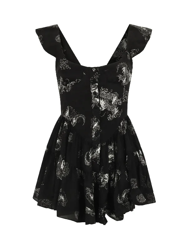 The Elisabeth Romper Dress - Black Dragon Print Trendy new unclassified dresses