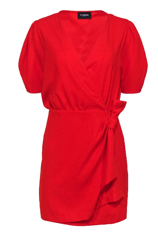 The Kooples - Red Puff Sleeve Wrap Dress Sz 10 A-line unclassified dresses