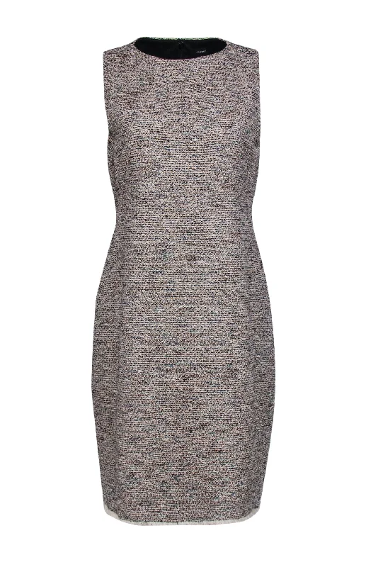 Theory - White & Multicolor Tweed Sleeveless Sheath Dress w/ Frayed Hem Sz 12 Elegant evening unclassified dresses