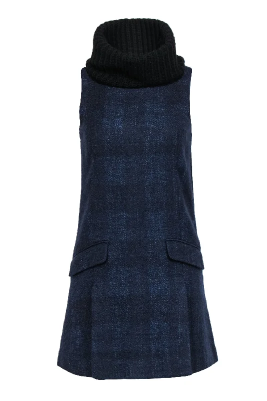 Theory - Navy Sleeveless Turtleneck Wool Shift Dress Sz 2 Soft fabric unclassified dresses