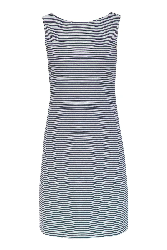 Theory - Navy & White Striped Sleeveless Shift Dress Sz S Halter unclassified dresses