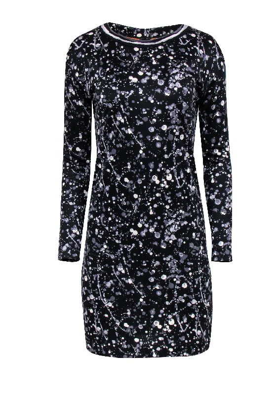 Tory Burch - Black, White & Grey Splatter Print Silk Dress Sz XS Minimalist unclassified dresses