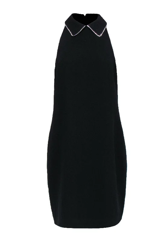 Trina Turk - Black Pointed Collar Shift Dress w/ Crystals Sz 10 Graduation unclassified dresses