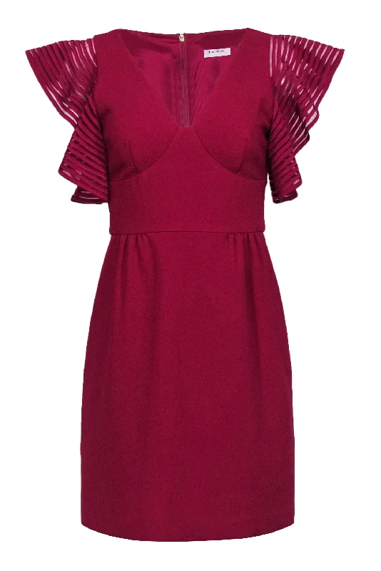 Trina Turk - Raspberry Pink Flutter Sleeve Fit & Flare Dress Sz 2 Denim unclassified dresses