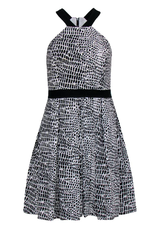 Trina Turk - Black & White Spotted Woven Cotton A-Line Dress Sz 2 Chic unclassified dresses