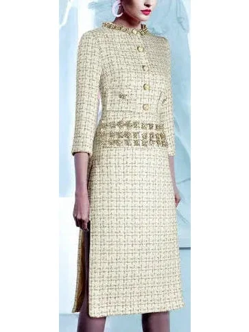 Tweed Crystal-Embellished Gold Threaded Dress Wedding guest unclassified dresses