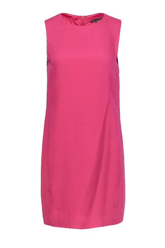 Vince - Hot Pink Sleeveless Shift Dress Sz 8 Ruched unclassified dresses