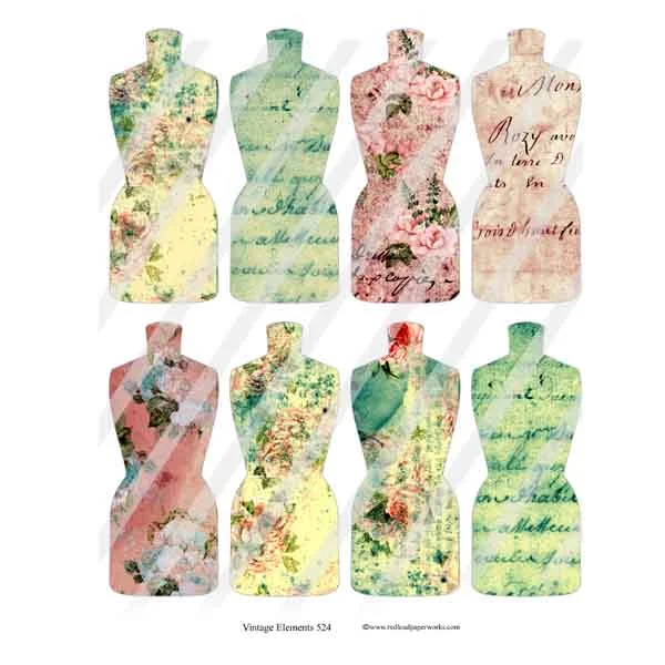 Vintage Elements 524 Vintage Roses Dress Forms Unique unclassified dresses