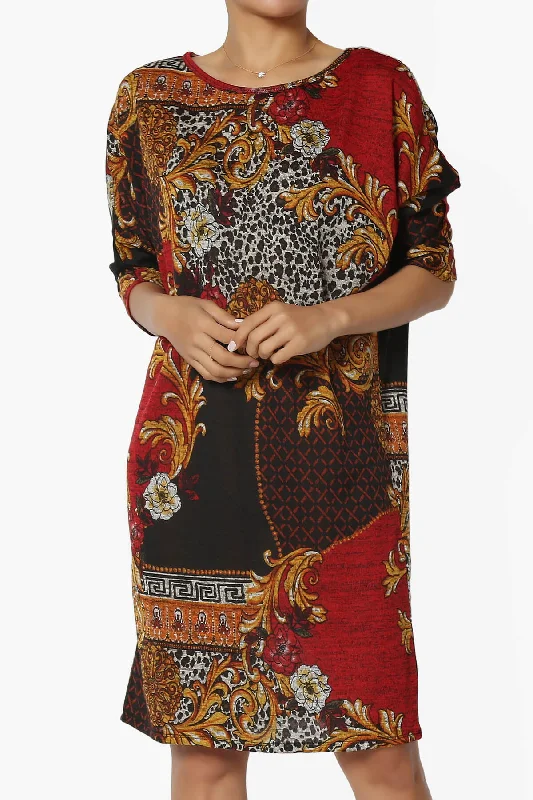 Wanda Printed Dolman Sleeve Dress Lightweight unclassified dresses