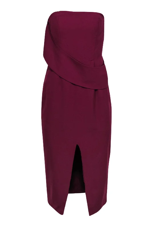 Yumi Kim - Deep Purple Draped Strapless Sheath Dress w/ Front Slit Sz M Flowy unclassified dresses