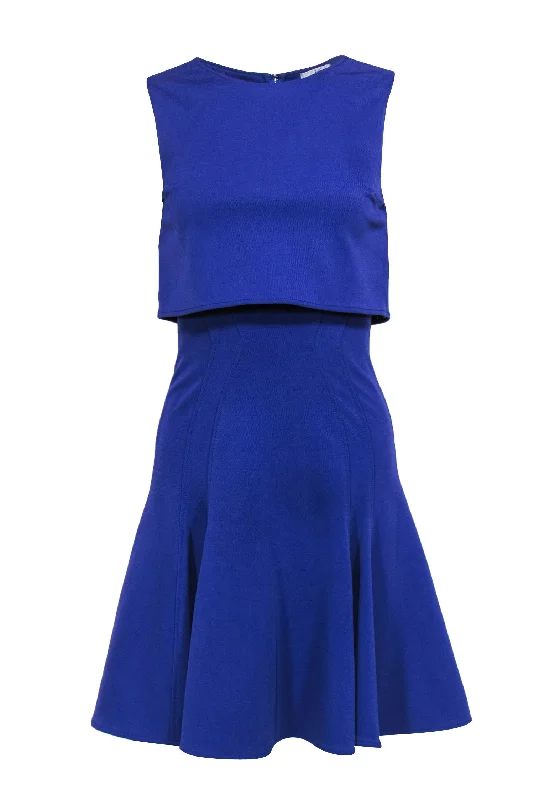 ZAC Zac Posen - Purple Sleeveless Fit & Flare Dress w/ Layered Top Sz 4 Open-back unclassified dresses