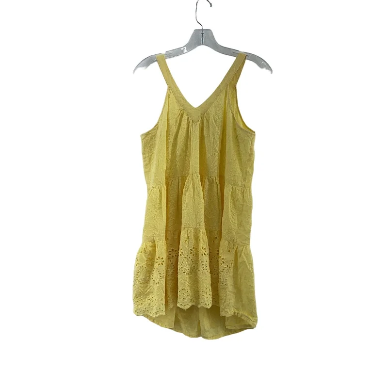 Cupio Yellow Swing & Trapeze Womens Eyelet Mini Dress - Size M, Preowned, Cotton Mini Skirt Look