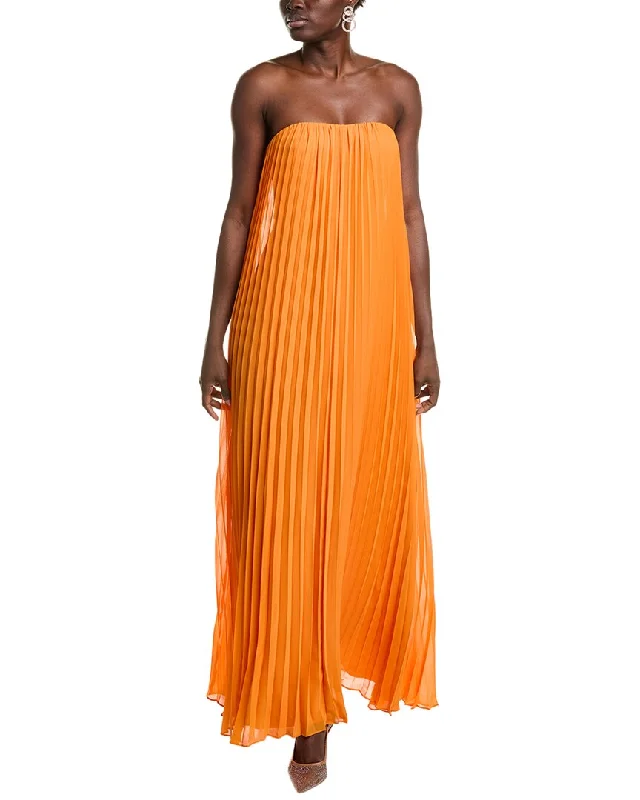 BCBGMAXAZRIA Strapless Maxi Cocktail Dress Soft Pleated Maxi