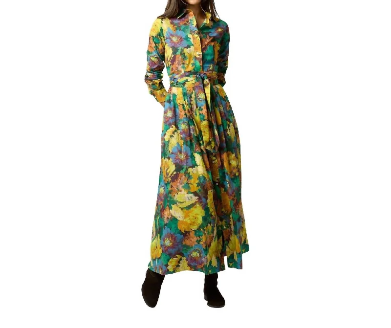 Classic Maxi Shirtwaist Dress In Multi Artists Bouquet Liberty Fabric Casual Maxi Outfit