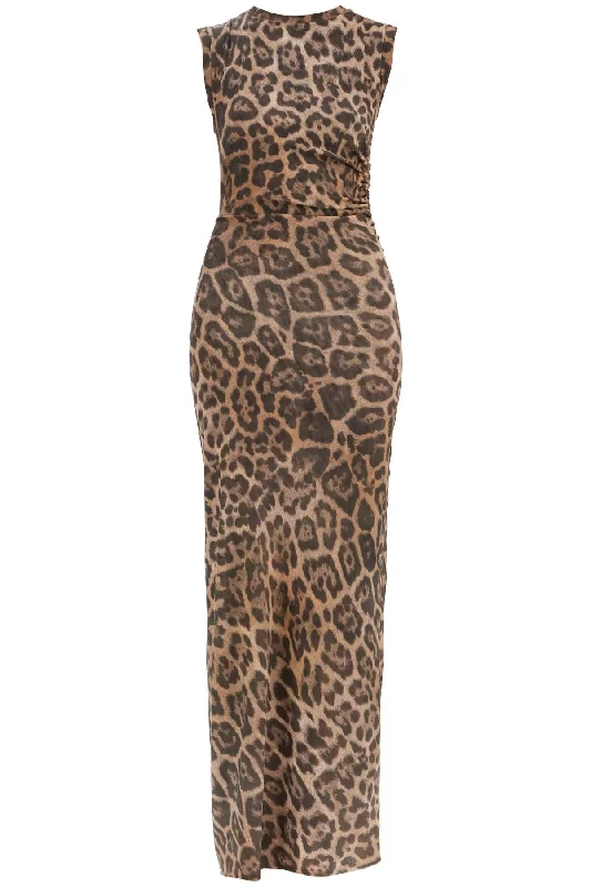 Stella Mccartney Women's 'Animal Print Sleeveless Maxi Dress In Tulle Layered Maxi