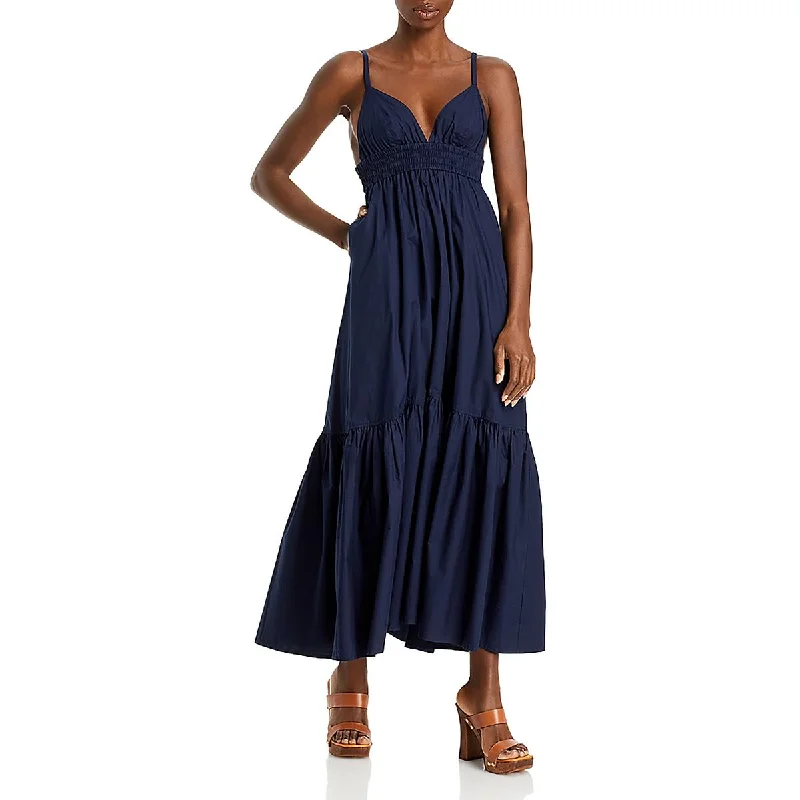 Womens Open Back Adjustable Straps Maxi Dress Flowing Boho Skirt