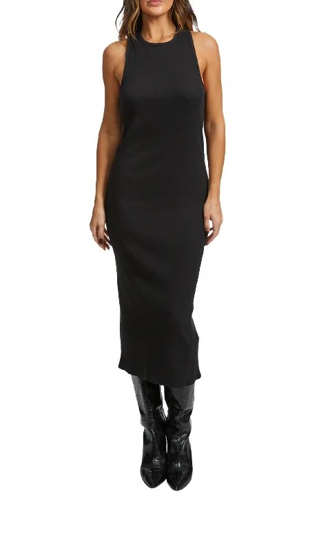 Cotton Midi Dress In Black Midi Skirt Fashion