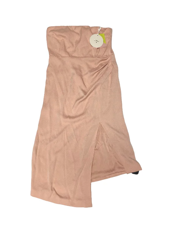 Pink Dress Casual Midi Cmc, Size 12 Pleated Satin Skirt