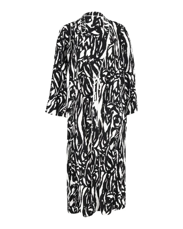 Rixo Cindy Zebra-Print Wrap Midi Dress in Multicolor Viscose Elegant Satin Skirt